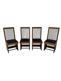 Four Art Deco Modernist High Back Dining Chairs by Architect Caspers, 1920s